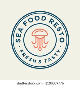 Seafood octopus for restaurant line logo design. Vector icon illustration modern simple line logo
