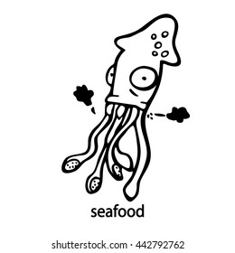 Seafood. Octopus. A simple linear sketch.
