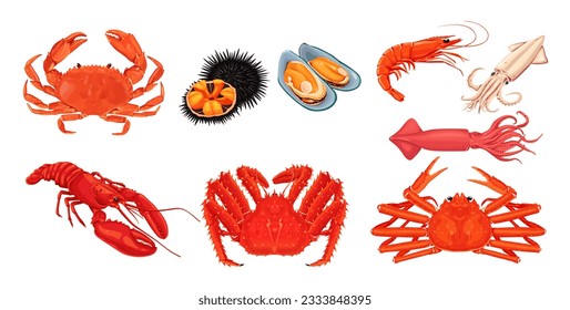 seafood on a white background.Vector eps 10