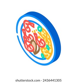 seafood pasta sea cuisine isometric icon vector. seafood pasta sea cuisine sign. isolated symbol illustration