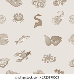 seafood pattern on a color background 