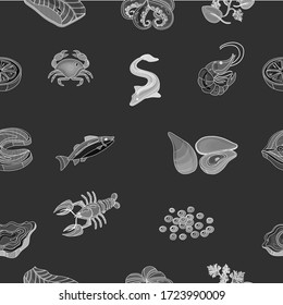 seafood pattern on a color background 