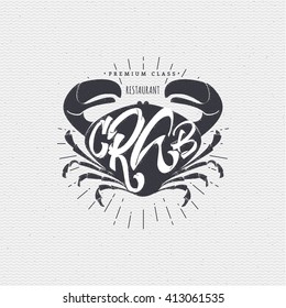 Seafood - poster, stamp, badge, insignia, postcard, sticker, can be used for design