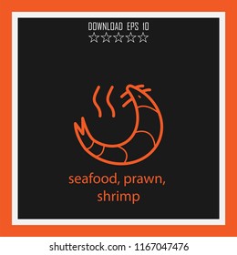 seafood, prawn, shrimp vector icon