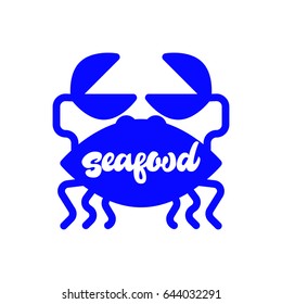 Seafood. Premium handmade vector lettering and calligraphy phrase on caviar background. Vector illustration.
