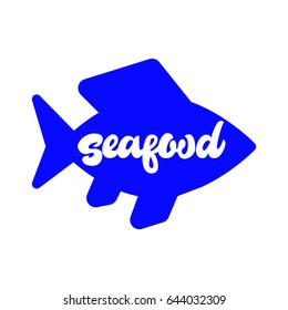 Seafood. Premium handmade vector lettering and calligraphy phrase on caviar background. Vector illustration.
