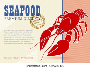 Seafood print advertising template. POS design for markets or restaurants.