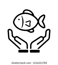 Ilustración de icono vectorial de la protección de los productos pesqueros