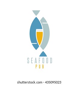 seafood pub vector illustration with beer and fish