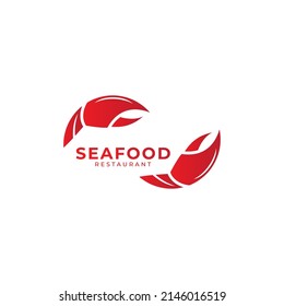 seafood red crab restaurant logo design icon for food Business, classic vintage retro style logotype Vector typography