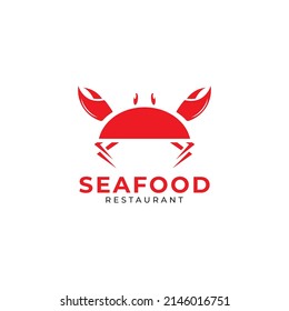 seafood red crab restaurant logo design icon for food Business, classic vintage retro style logotype Vector typography