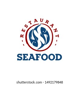 Seafood Restaurant Badge Logo Vector Template