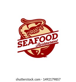 Seafood Restaurant Badge Logo Vector Template