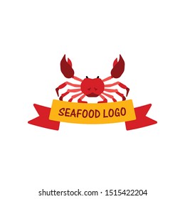 Seafood Restaurant with Crab Logo Vector Concept Isolated Vector. EPS 10.