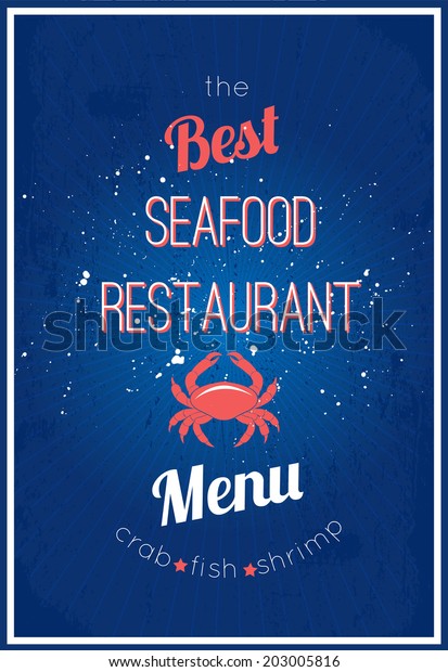 Seafood Restaurant Delicious Menu Advertisement Placard Stock Vector ...