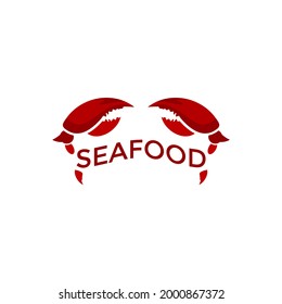 Seafood restaurant design, crab logo vector