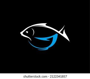 Seafood restaurant, fish on a blue bowl 