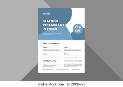 Seafood Restaurant Food Menu Flyer Template Stock Vector (Royalty Free ...