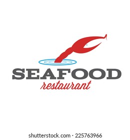seafood restaurant illustration with claw and fish