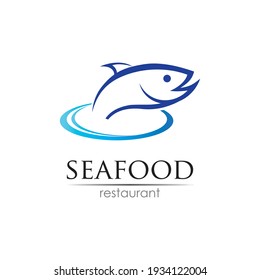 Seafood restaurant logo design. Fish, Food and Beverage logo concept. Vector logo template
