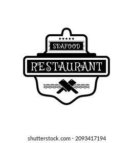 seafood restaurant logo, restaurant design with sea shells frame