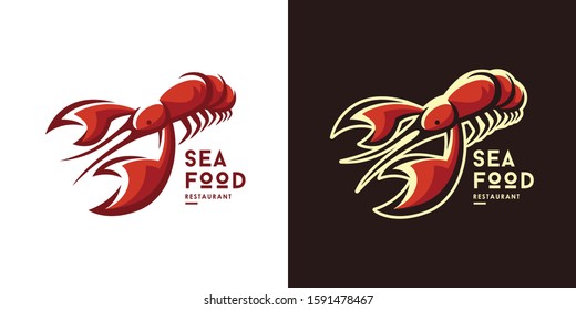 Seafood Restaurant Logo Design template. Lobster Vector Illustration.
