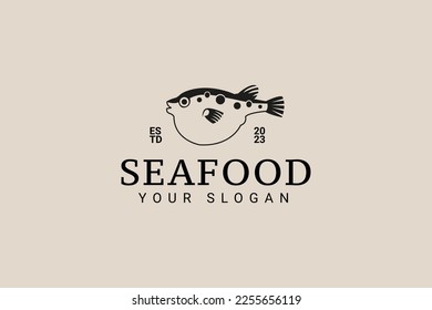 Seafood Restaurant Logo Design Template, Vintage Concept