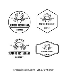 seafood restaurant logo design vintage label with crab icon