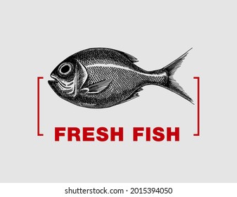 Seafood restaurant logo. Good quality handmade. Engraving. Can be repainted in a different color.