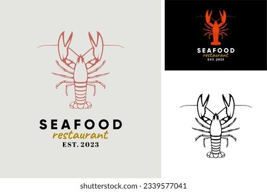 Seafood Restaurant Logo With Lobster Crawfish 