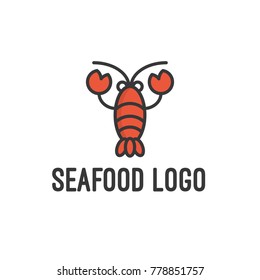 Seafood restaurant logo with lobster mascot