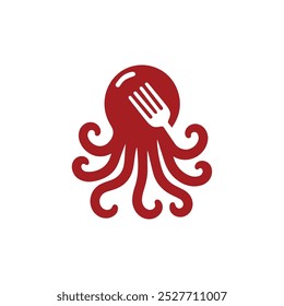 Ilustração do polvo do logotipo do restaurante de frutos do mar