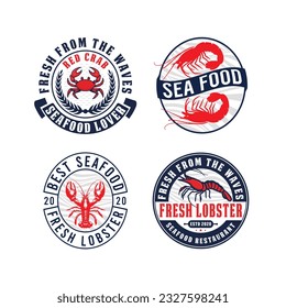  seafood restaurant logo, red prawn logo, red crab logo, red shrimp logo