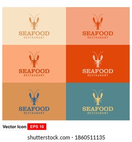 Seafood restaurant logo. Shrimp vector illustration. Business card.