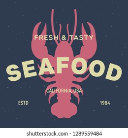 Seafood restaurant logo template badge label vector illustration. Market and fisherman emblem, fishes and seafood silhouette. Vintage typography badge design.