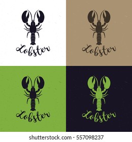 Seafood restaurant logo template with lobster on different background. Template for icon, logo, print, tattoo