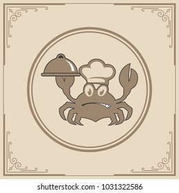 Seafood restaurant logo vector illustration. Market emblem. Vintage typography badge design.