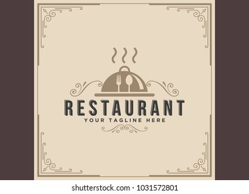 Seafood restaurant logo vector illustration. Vintage typography badge design.