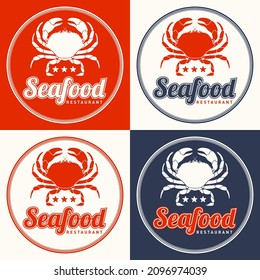 Seafood Restaurant Logo, Vektorgrafik. Marktzeichen, Krabbensilhouette