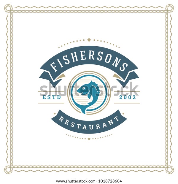 Seafood Restaurant Logo Vector Illustration Market Stock Vector