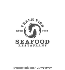 seafood restaurant logo in vintage style