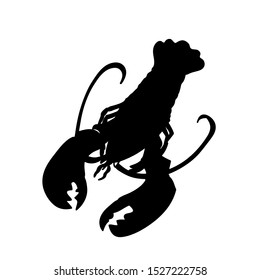 Seafood restaurant logo/sign. Black silhouette of a lobster. Claws shape.