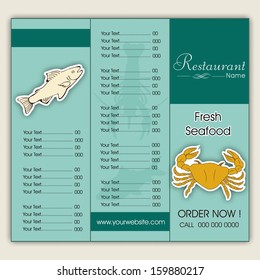 Seafood Restaurant Menu Card Design On Stock Vector (Royalty Free ...