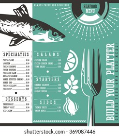 Seafood Restaurant Menu Design Abstract Menu Stock Vector (Royalty Free ...