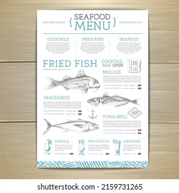 Seafood Restaurant Menu Design Hand Drawing Stock Vector (Royalty Free ...