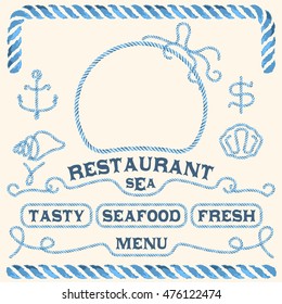 Seafood, Restaurant menu set, monogram, Vector illustration in flat, cartoon style isolated from the background, EPS 10