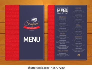 Seafood Restaurant Menu Template On Wooden Stock Vector (royalty Free 