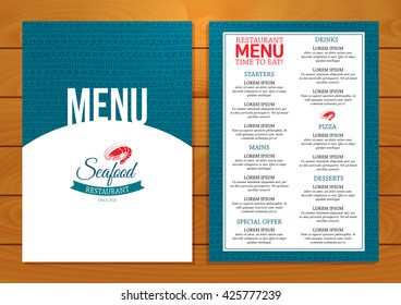 Seafood Restaurant Menu On Wooden Background Stock Vector (royalty Free 