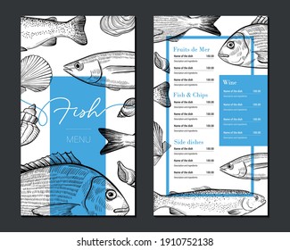 Seafood Restaurant Menu Template In Sketch Style