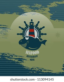 Seafood restaurant menu, vector illustration